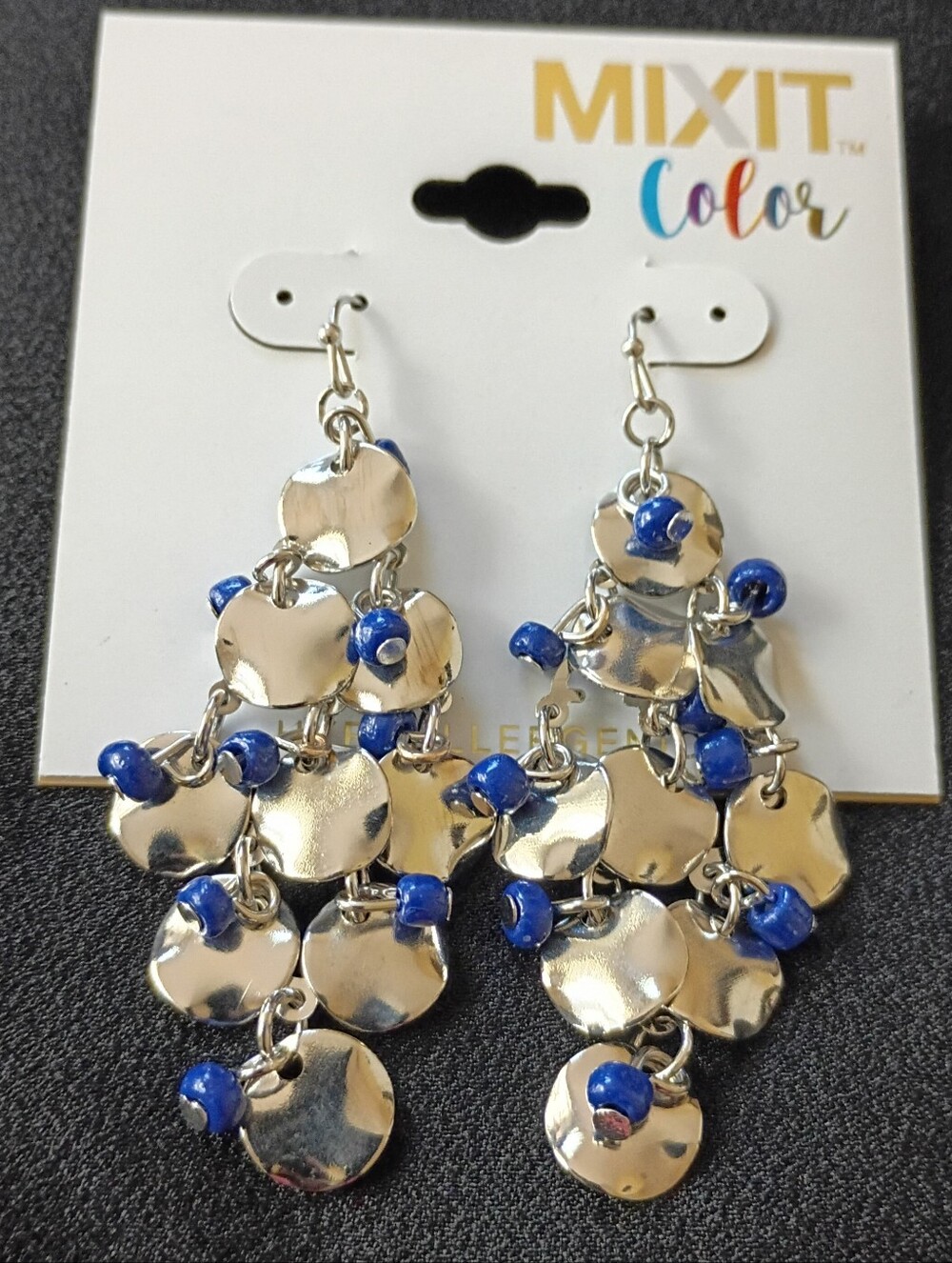 Chandelier Earrings Silver Tone Blue Beads Dangle Drop Wedding Fashion Jewelry